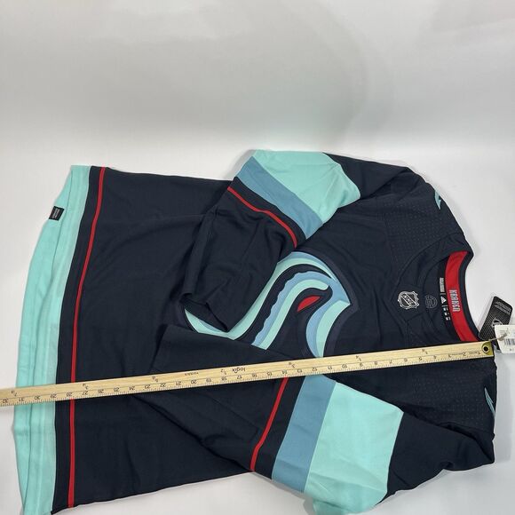 Adidas Authentic Seattle Kraken NHL Jersey Black Blue Back Size 50 New With Tags - Picture 6 of 8